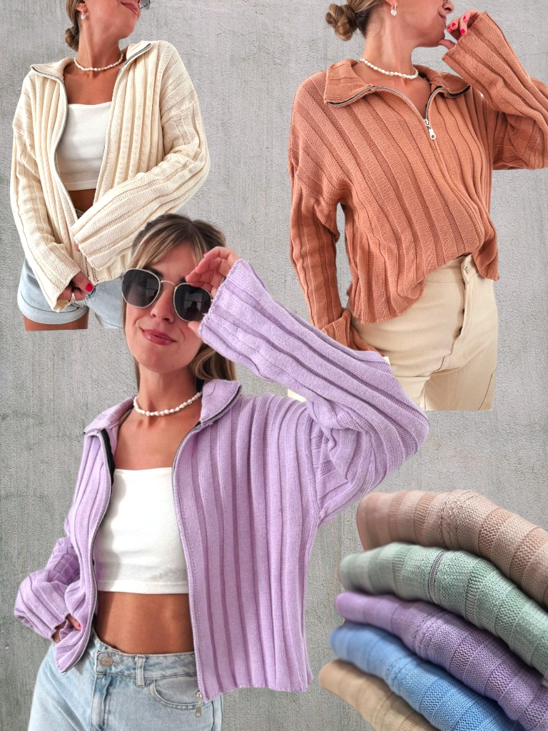 Campera Dama Hilo con cierre corta T.U abarca hasta t4
